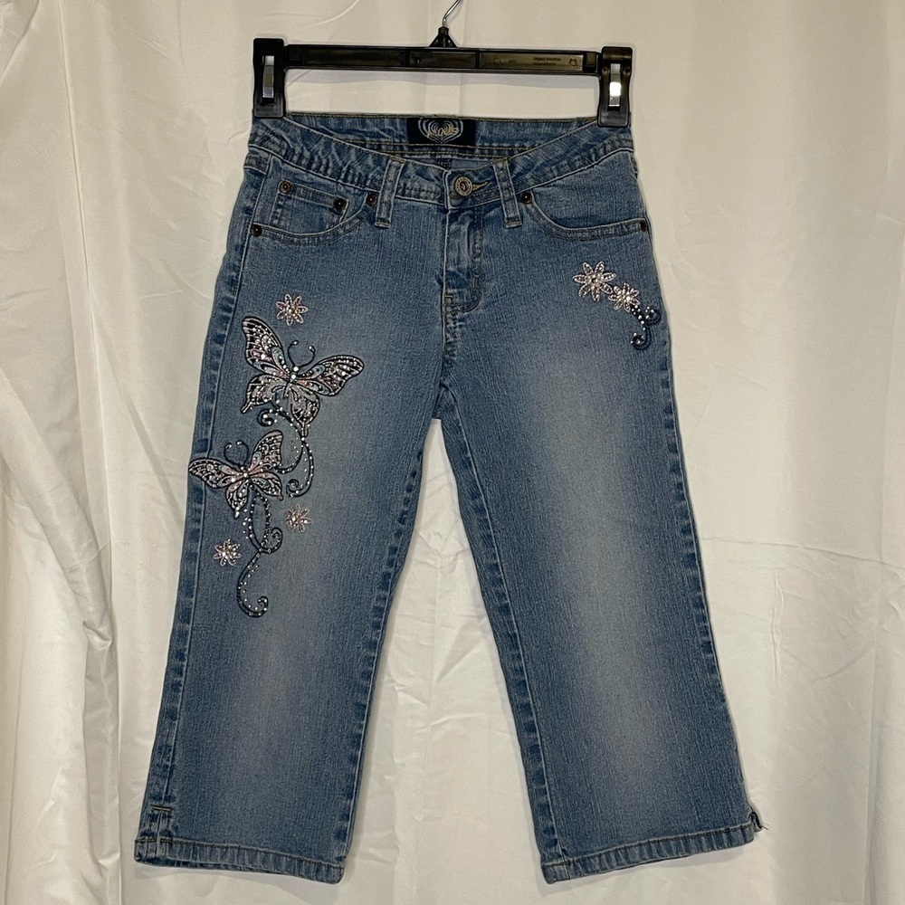 ANGELS/ JEANS SIZE 10 BUTTERFLIES FLOWERS DAZZLE​​​​​​​​​​​​